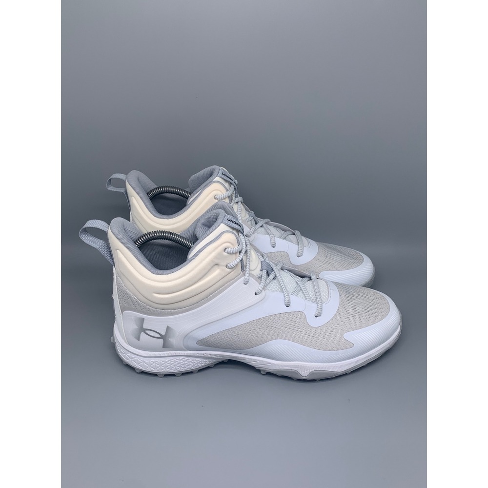 Under Armour Harper 8 Turf White Gray Baseball‎ Shoes 3028152-100 Men's Sz 13
